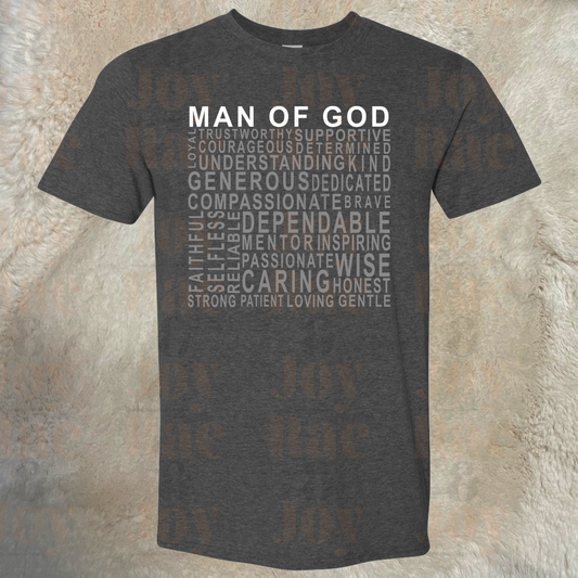 Personalized ’Man of God’ Affirmation T-Shirt – Gildan Softstyle (Heather Gray) T-Shirts