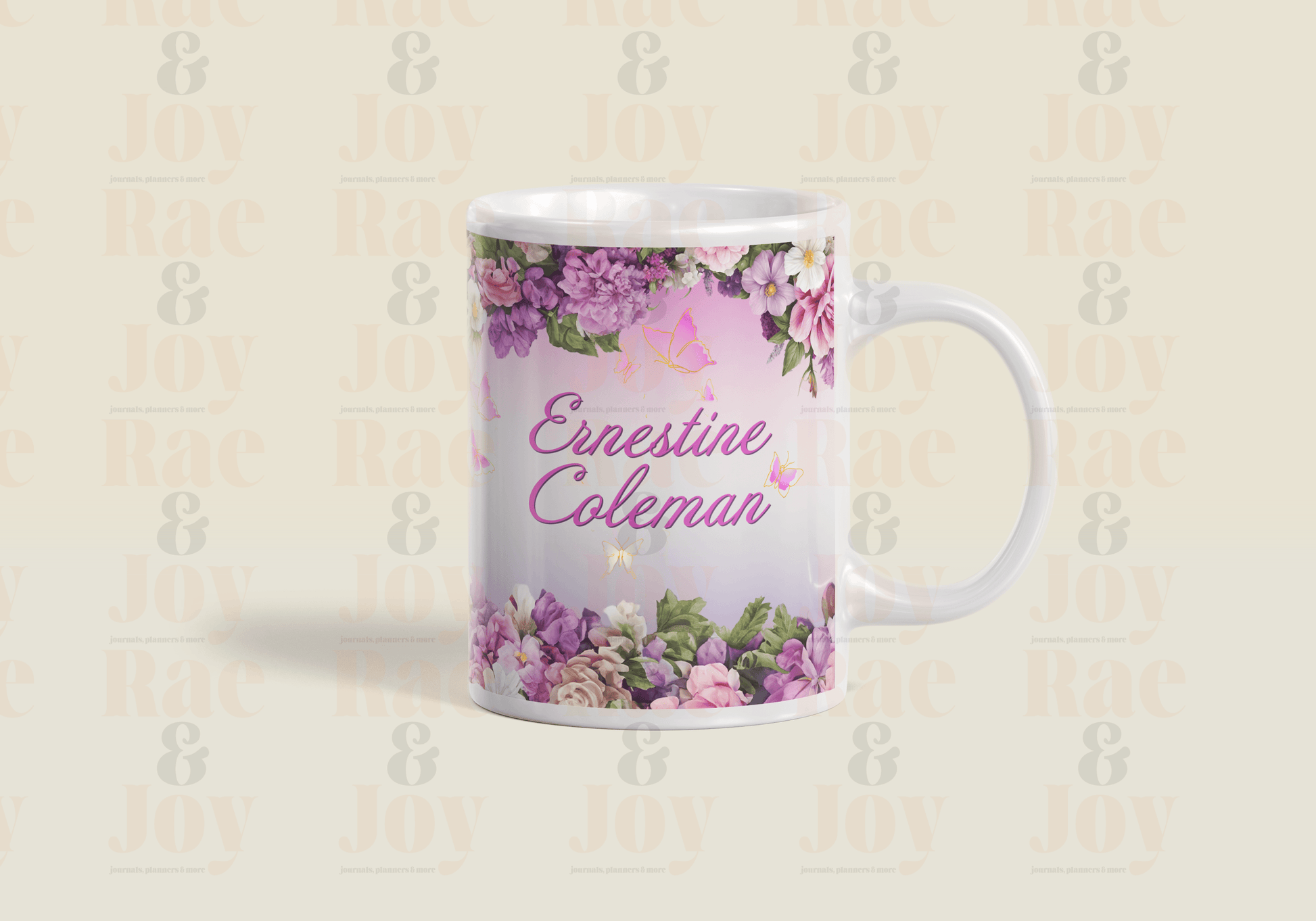 Personalized ’Moments With God’ Mug | 15 Oz White Ceramic Floral Design With Name Coordinates