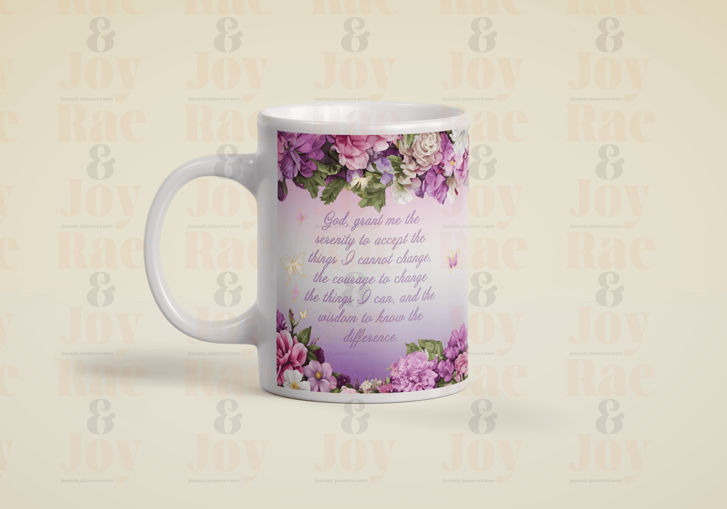 Personalized ’Moments With God’ Mug | 15 Oz White Ceramic Floral Design With Name Coordinates