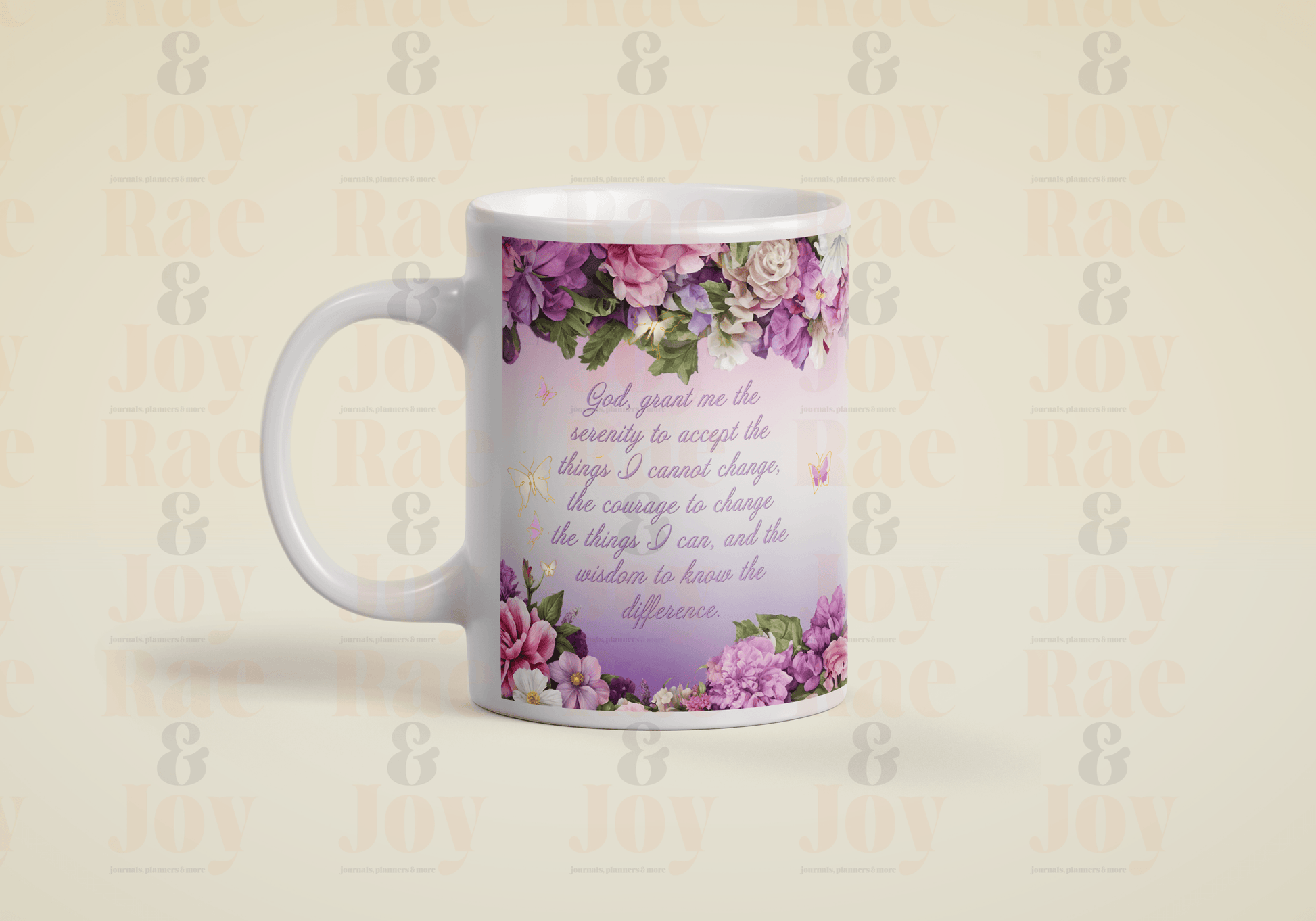 Personalized ’Moments With God’ Mug | 15 Oz White Ceramic Floral Design With Name Coordinates