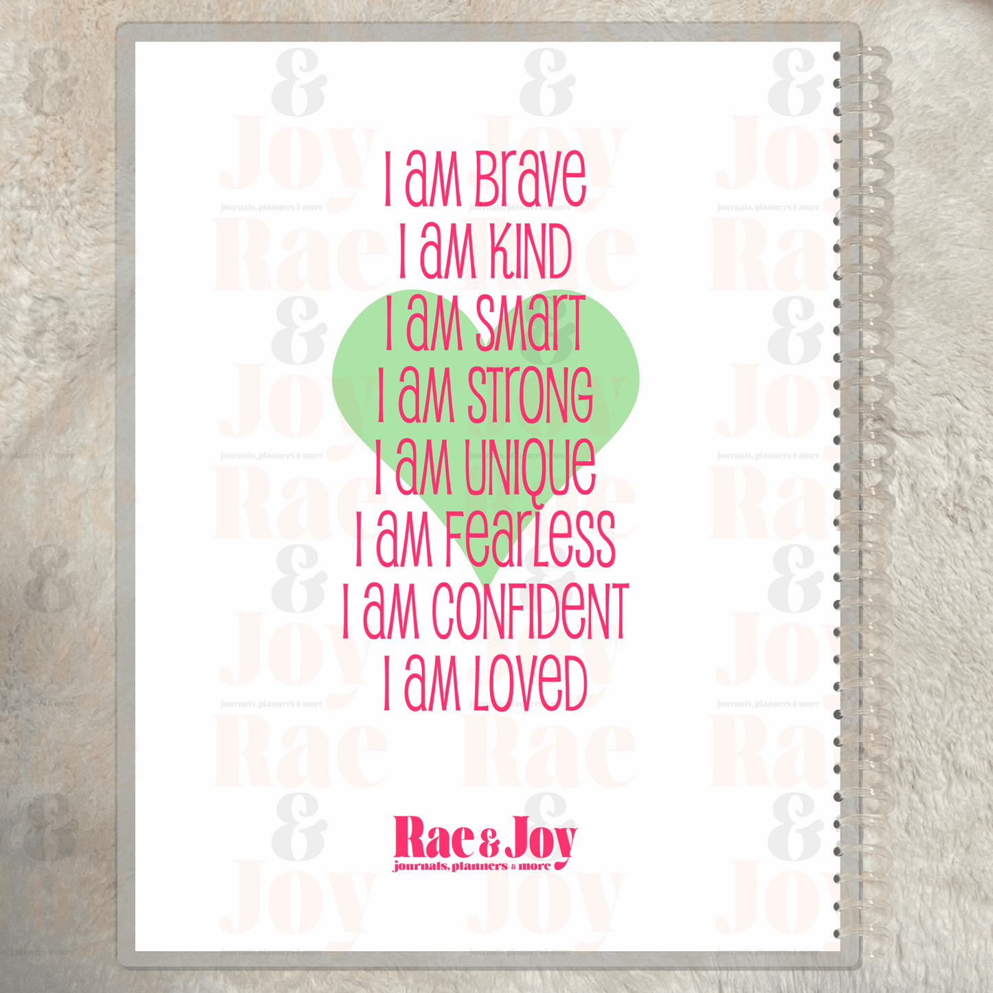 Personalized Rainbow Heart Notebook – Bright Lined Journal with Affirmations