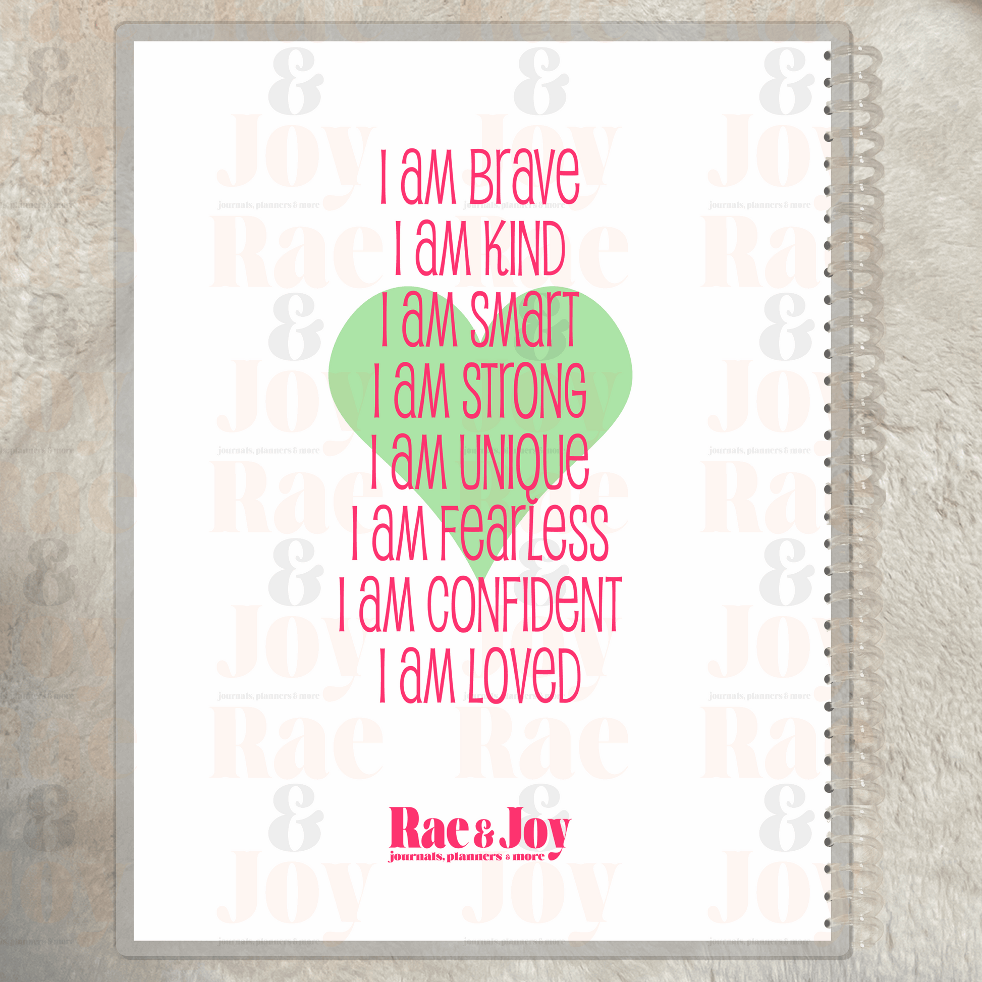 Personalized Rainbow Heart Notebook – Bright Lined Journal with Affirmations