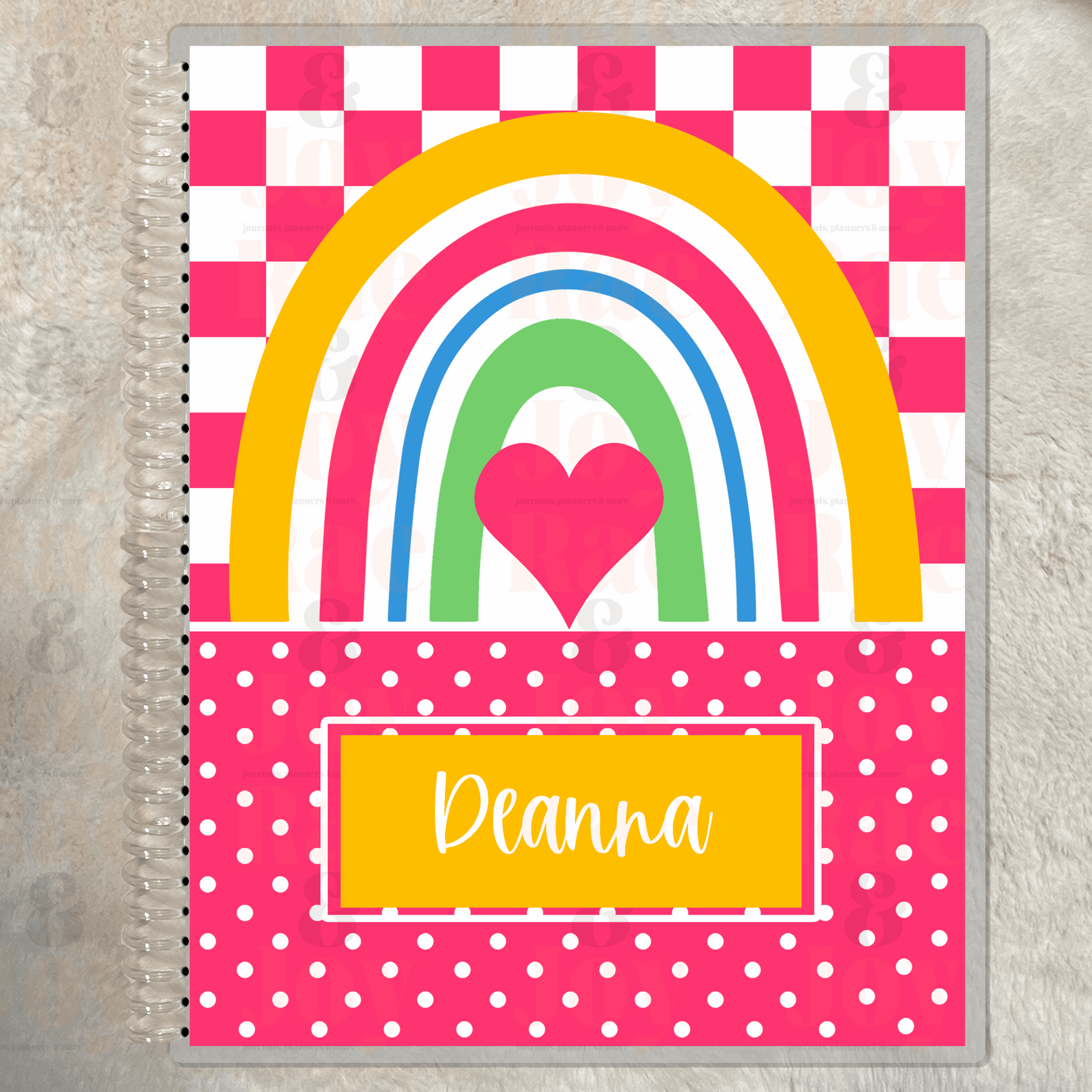 Personalized Rainbow Heart Notebook – Bright Lined Journal with Affirmations