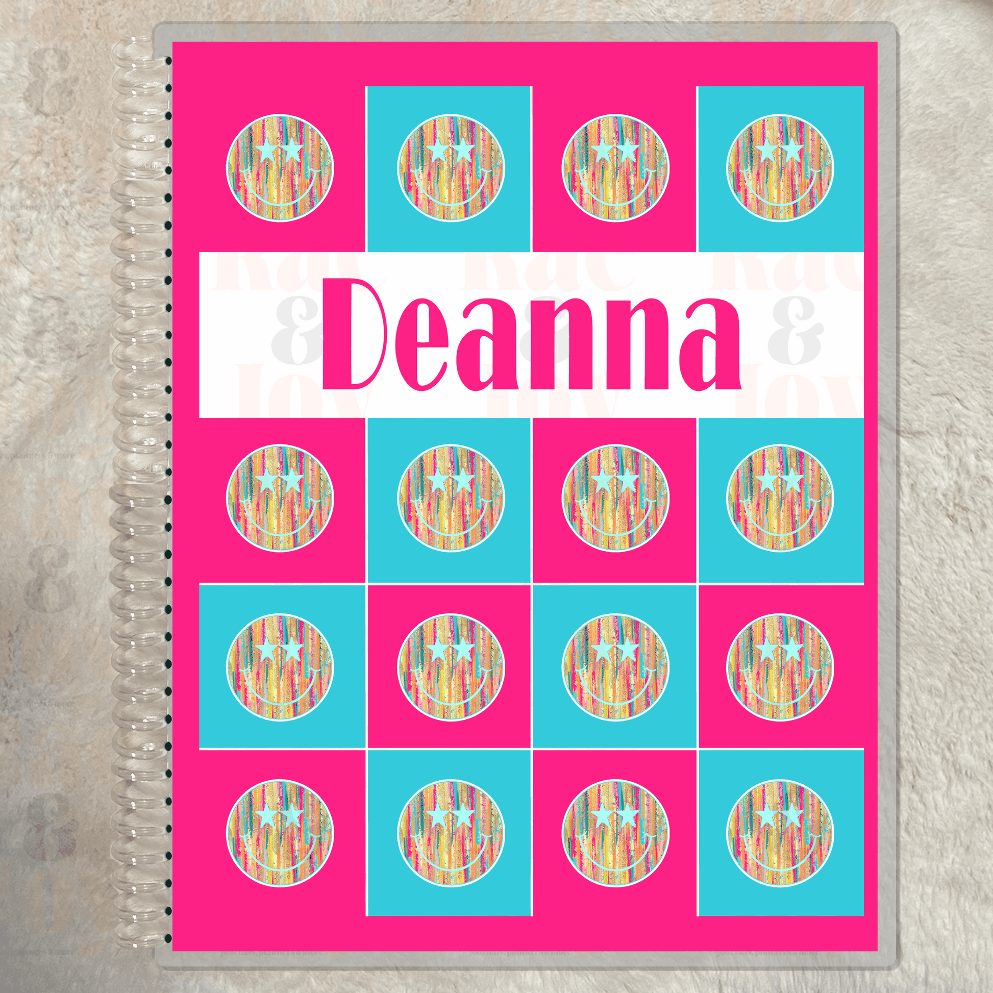 Personalized Smiley Face Notebook – Bright Grid Design 8.5x11" Lined Journal