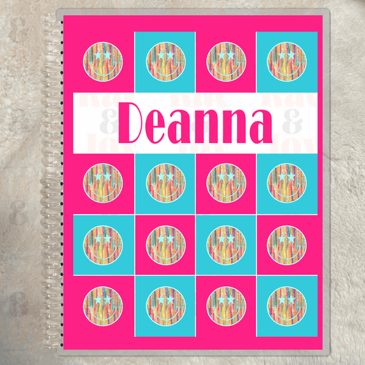 Personalized Smiley Face Notebook – Bright Grid Design 8.5x11’’ Lined Journal Journals/Planners