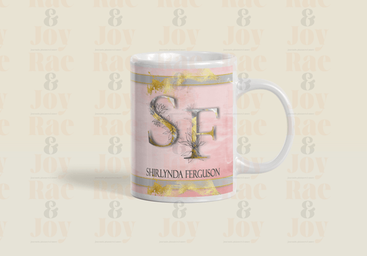 Personalized White Ceramic 15 Oz Mug - Elegant Monogram Collection | Custom Initials & Name