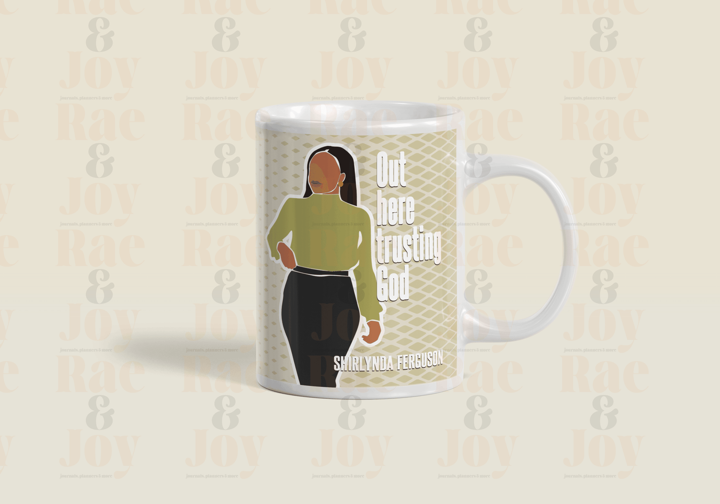 Personalized White Ceramic 15 Oz Mug - Out Here Trusting God | Custom Name & Design Christian Gifts