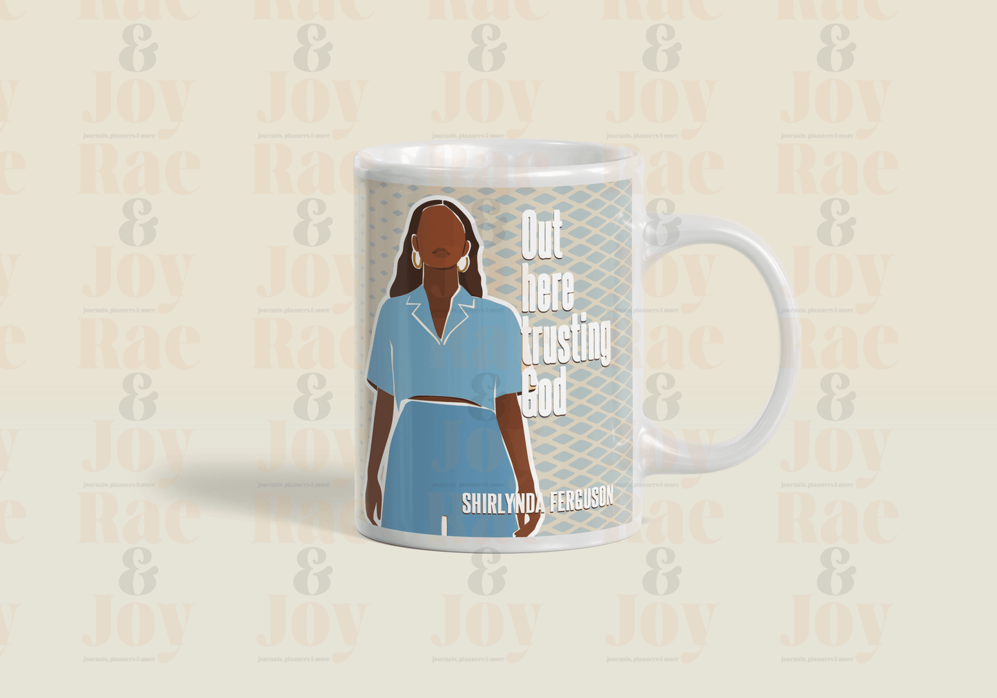 Personalized White Ceramic 15 Oz Mug - Out Here Trusting God | Custom Name & Design Christian Gifts