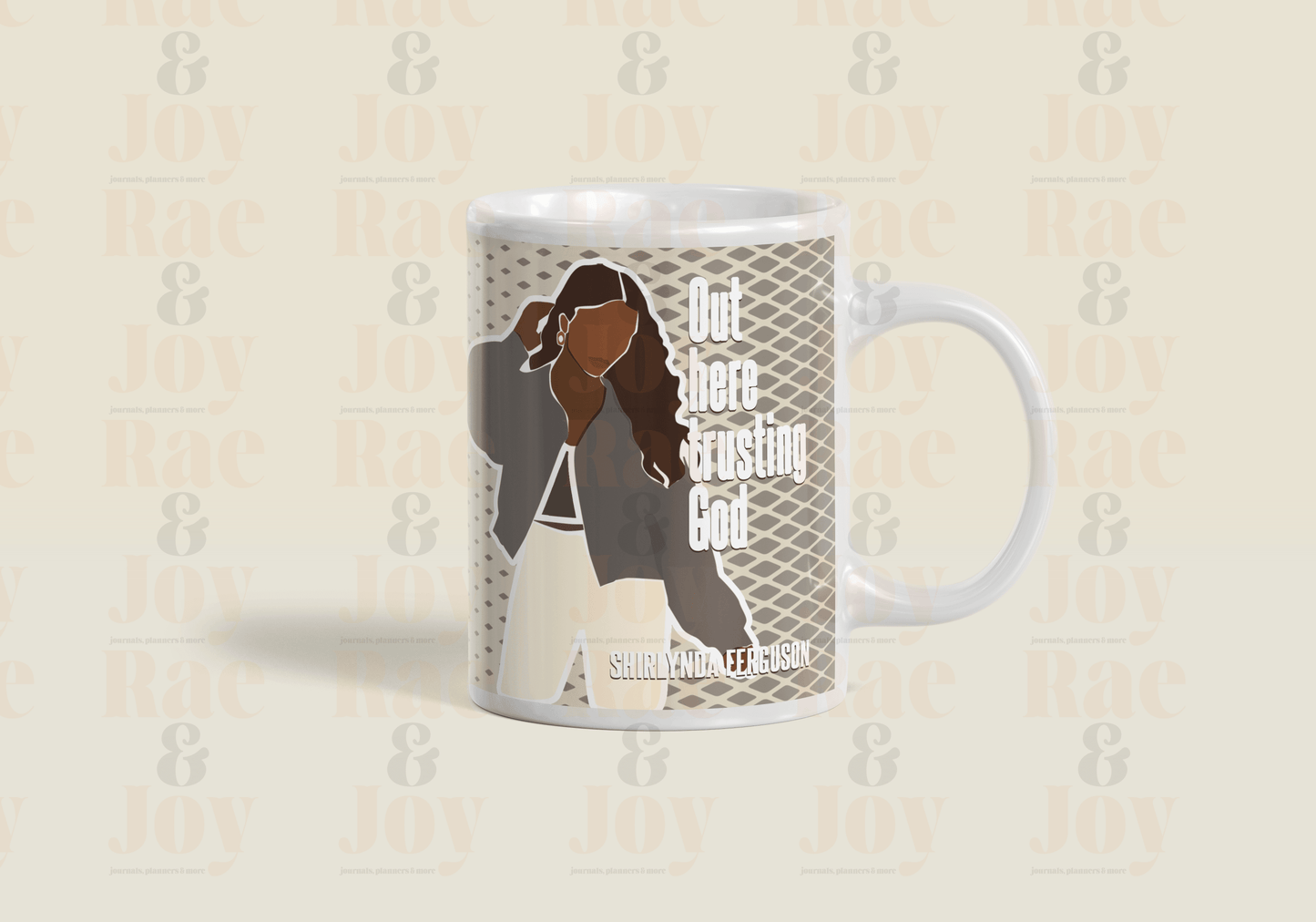 Personalized White Ceramic 15 Oz Mug - Out Here Trusting God | Custom Name & Design Christian Gifts