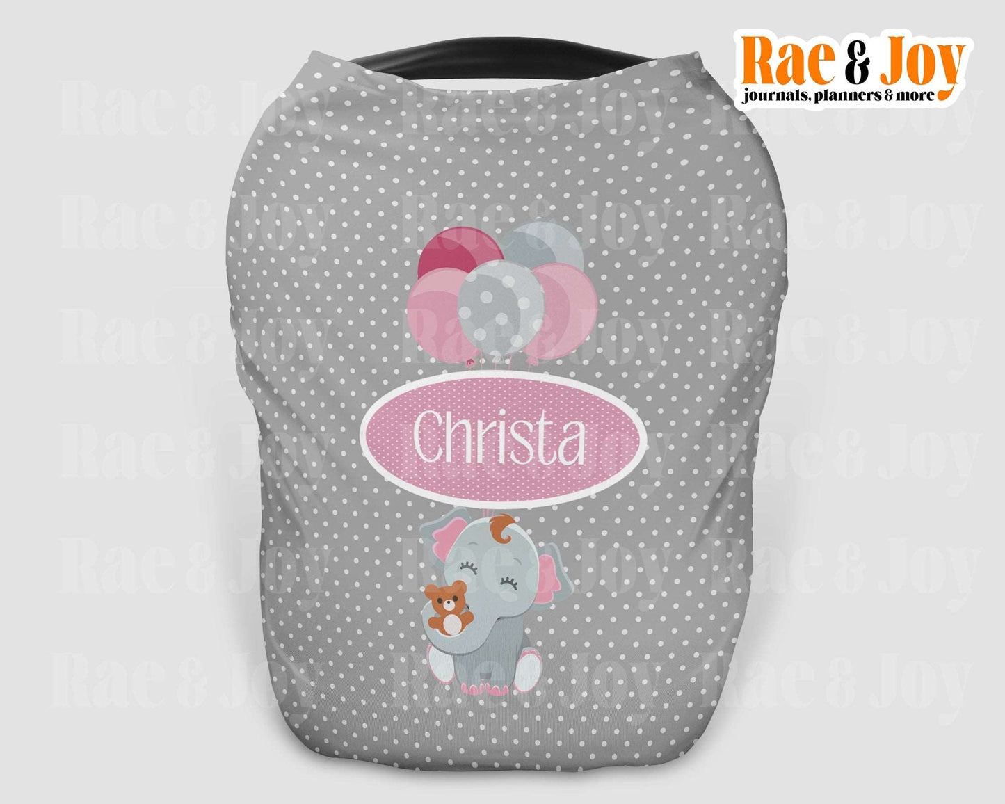 pink personalized car seat or nursing cover for baby