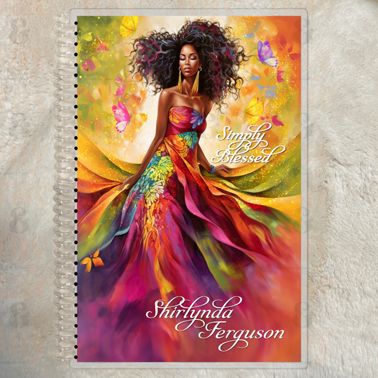 ’Simply Blessed’ Journal | African American Woman Watercolor Art Personalized Handmade Notebook