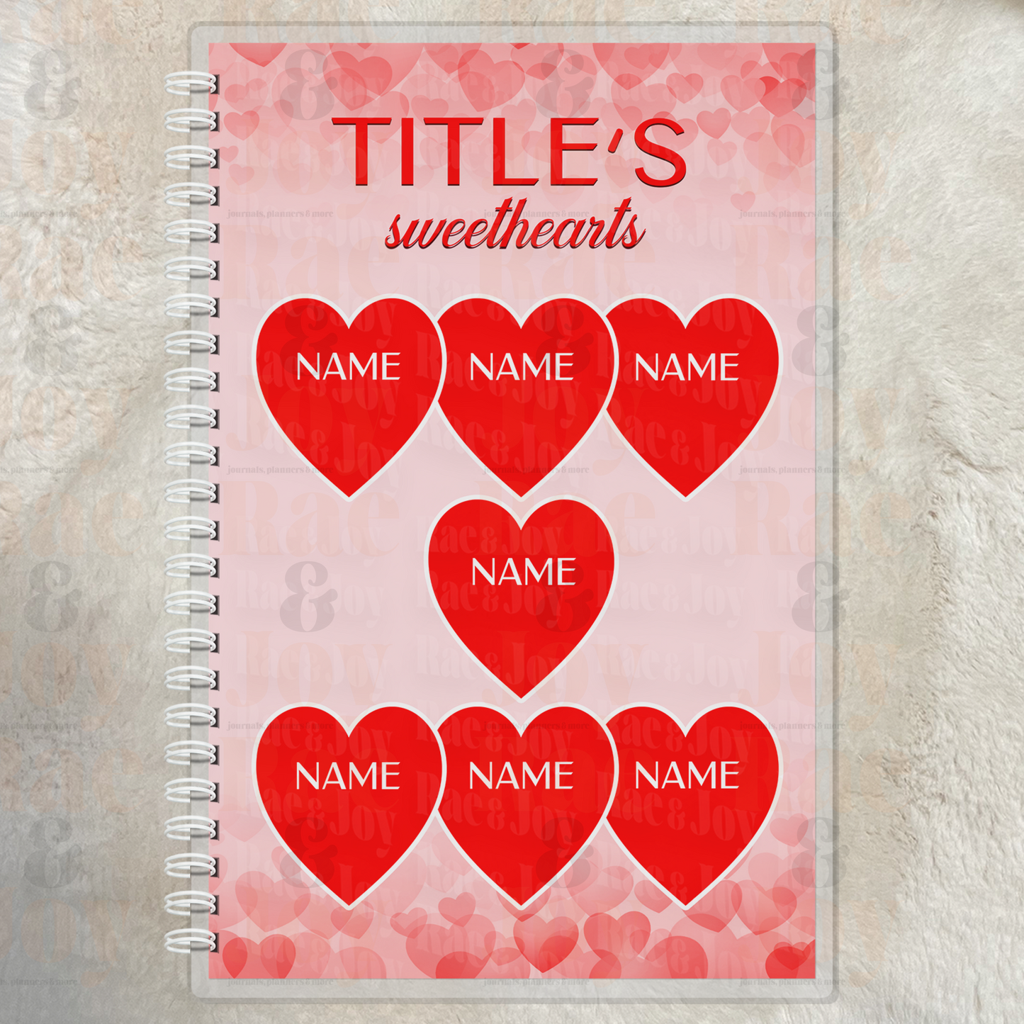 Sweethearts Personalized Lined Journal – Custom Names Heart Notebook for Mom, Grandma, Nana, Gigi, Mimi | Valentine’s & Mother’s Day Gift