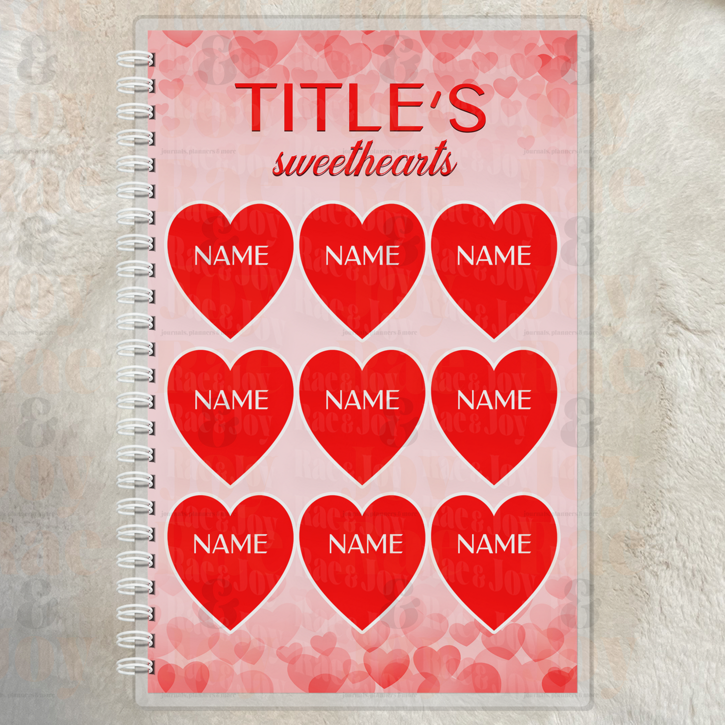 Sweethearts Personalized Lined Journal – Custom Names Heart Notebook for Mom, Grandma, Nana, Gigi, Mimi | Valentine’s & Mother’s Day Gift