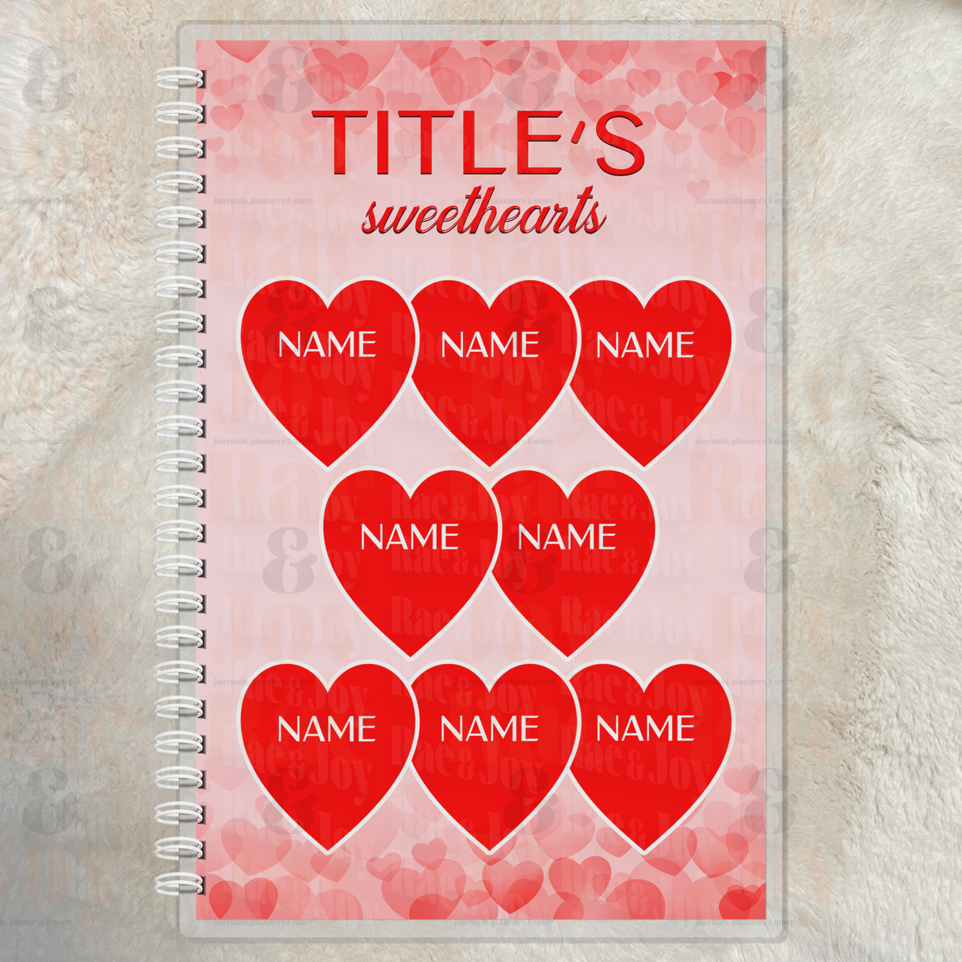 Sweethearts Personalized Lined Journal – Custom Names Heart Notebook for Mom, Grandma, Nana, Gigi, Mimi | Valentine’s & Mother’s Day Gift