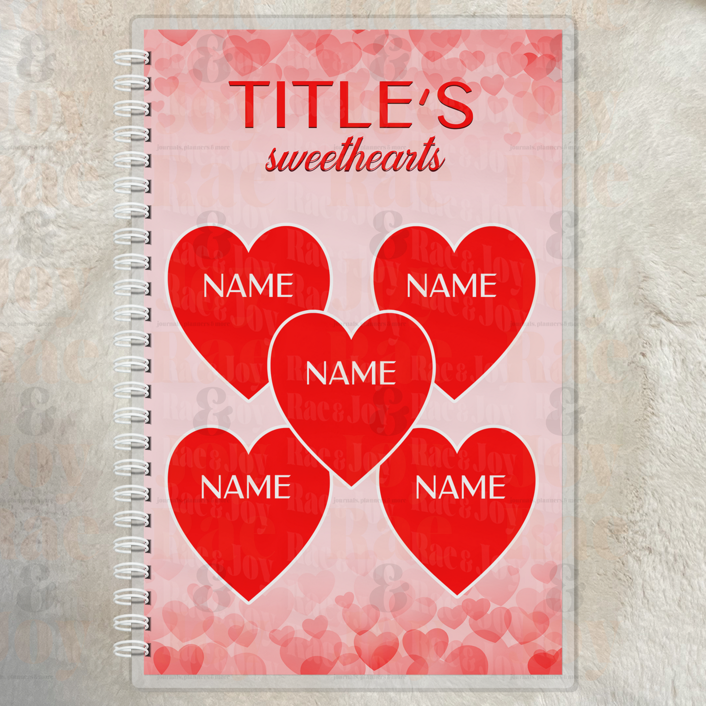 Sweethearts Personalized Lined Journal – Custom Names Heart Notebook for Mom, Grandma, Nana, Gigi, Mimi | Valentine’s & Mother’s Day Gift