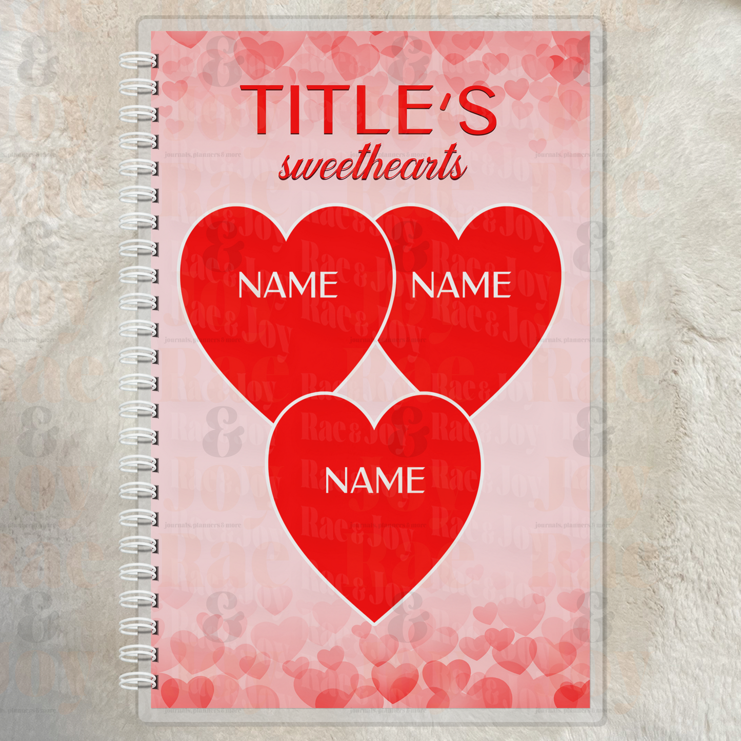 Sweethearts Personalized Lined Journal – Custom Names Heart Notebook for Mom, Grandma, Nana, Gigi, Mimi | Valentine’s & Mother’s Day Gift