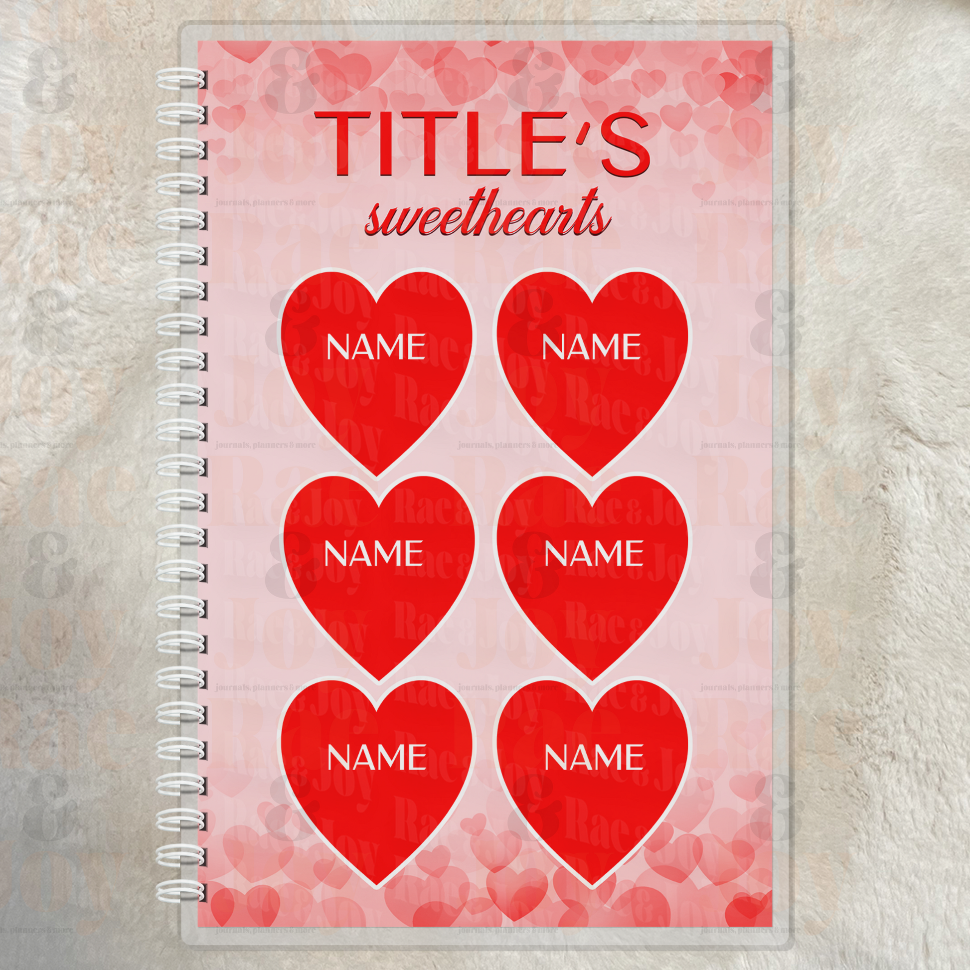 Sweethearts Personalized Lined Journal – Custom Names Heart Notebook for Mom, Grandma, Nana, Gigi, Mimi | Valentine’s & Mother’s Day Gift