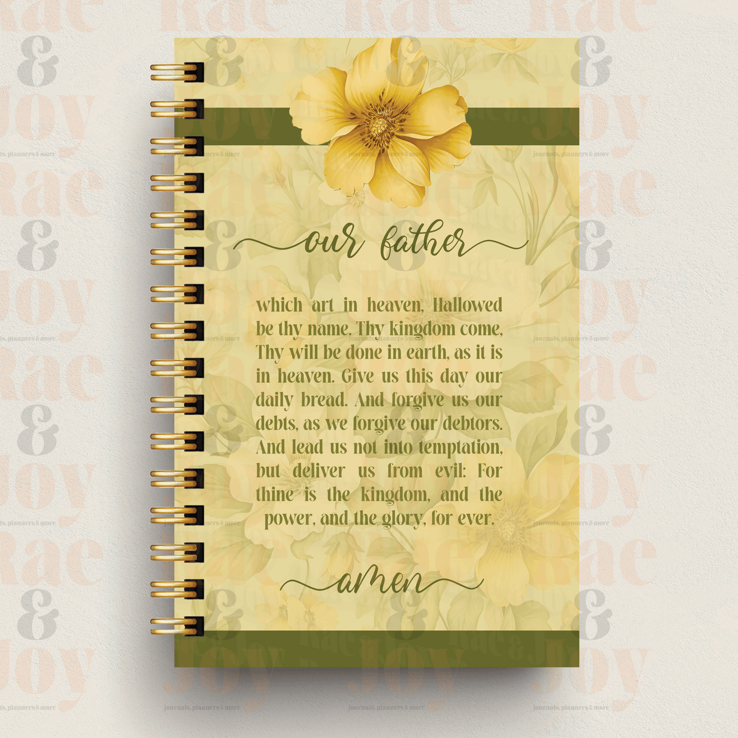 Lord’s Prayer Floral Christian Hardcover Daily Prayer or Lined Journal for Women