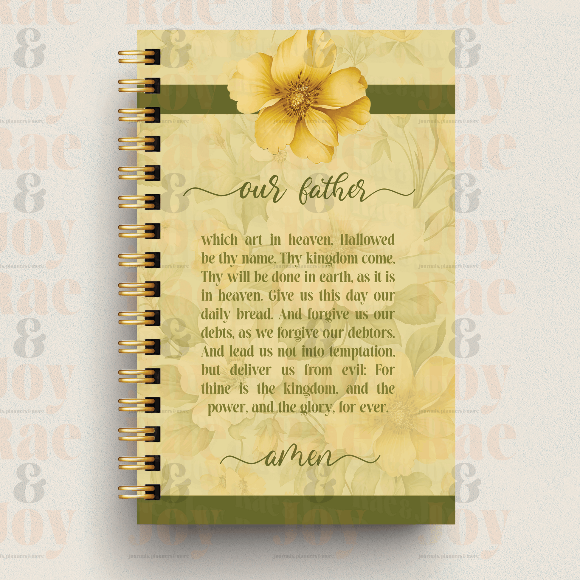 Lord’s Prayer Floral Christian Hardcover Daily Prayer or Lined Journal for Women