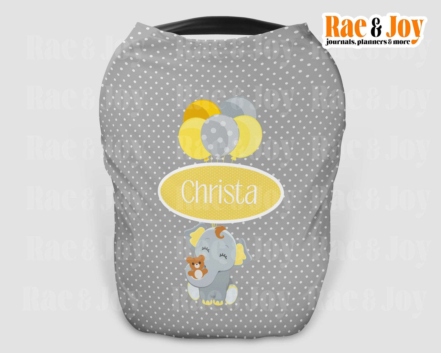 yellow personalized car seat or nursing cover for baby