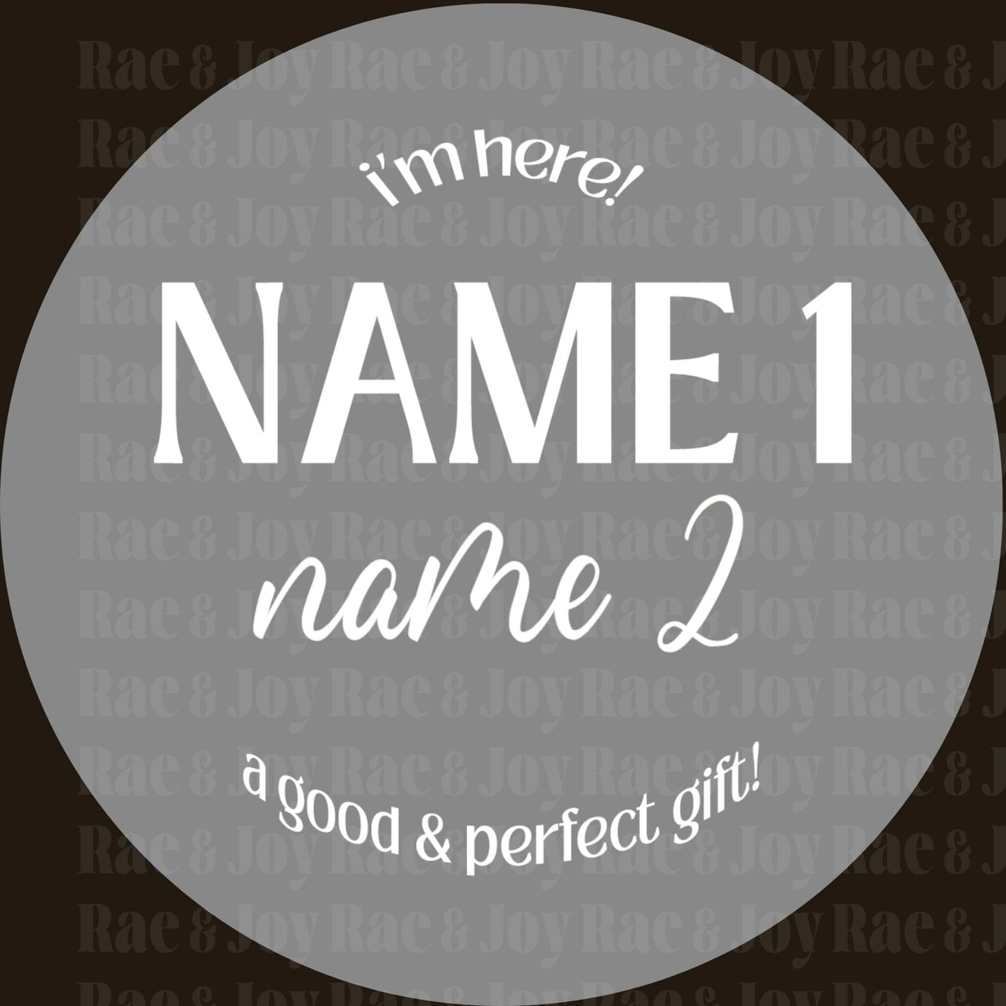 Personalized Baby Name Announcement Sign 3.5 & 6 (Oh Baby! Collection) / Here Gray Toddler