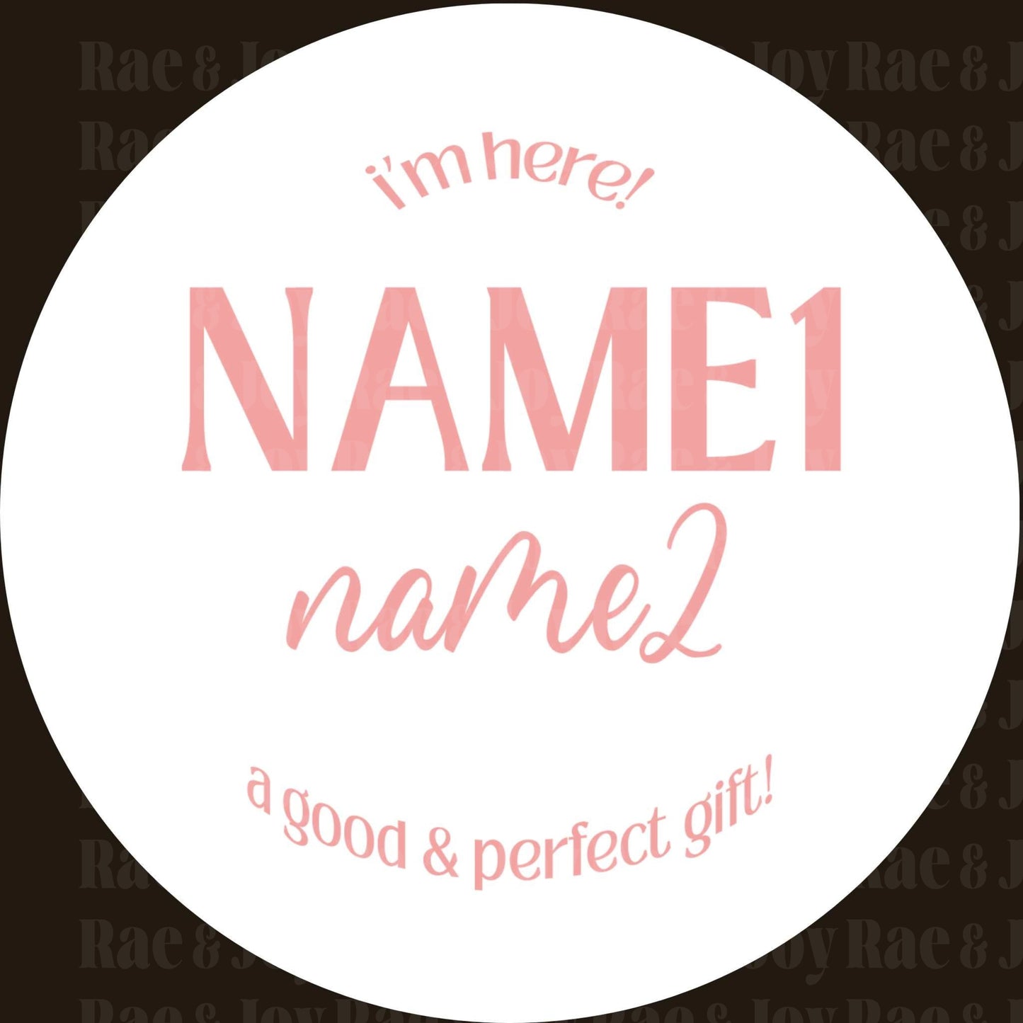 Personalized Baby Name Announcement Sign 3.5 & 6 (Oh Baby! Collection) / Here White Pink Toddler