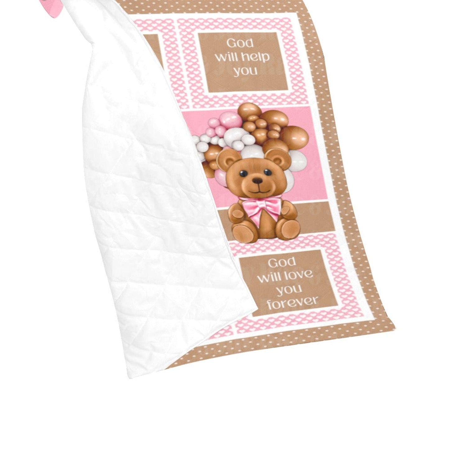 Personalized Gods Promises Baby Quilt 40X50 Bear Blue/Pink/Purple/Tan - Oh Baby! Collection