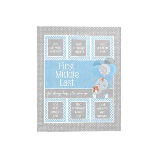 Personalized Gods Promises Baby Quilt 40X50 Elephant Blue/Yellow/Pink/Purple/Green - Oh Baby!