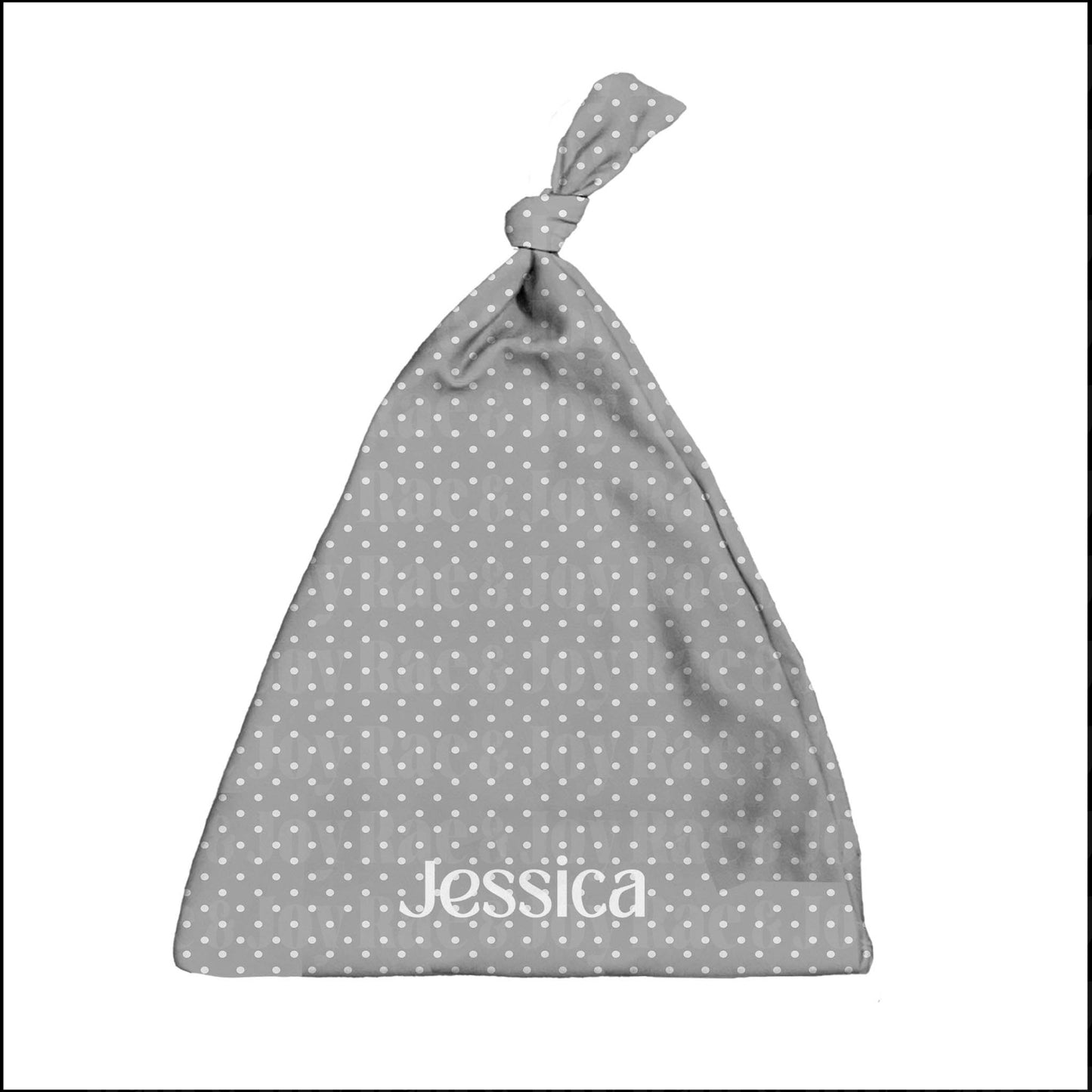 Personalized Knotted Baby Beanie (Oh Baby! Collection) Gray Dots Accessories