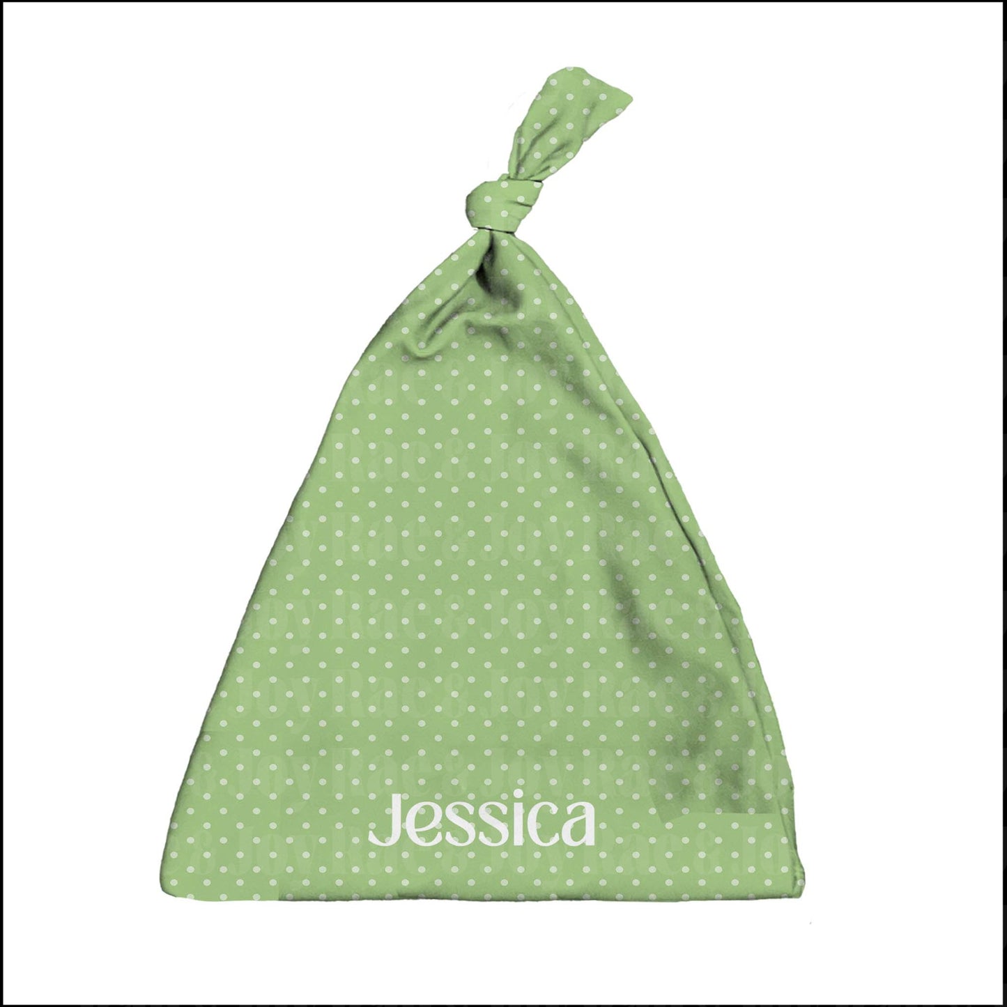 Personalized Knotted Baby Beanie (Oh Baby! Collection) Green Dots Accessories