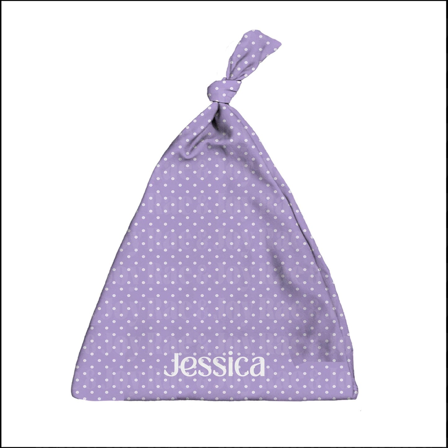 Personalized Knotted Baby Beanie (Oh Baby! Collection) Purple Dots Accessories