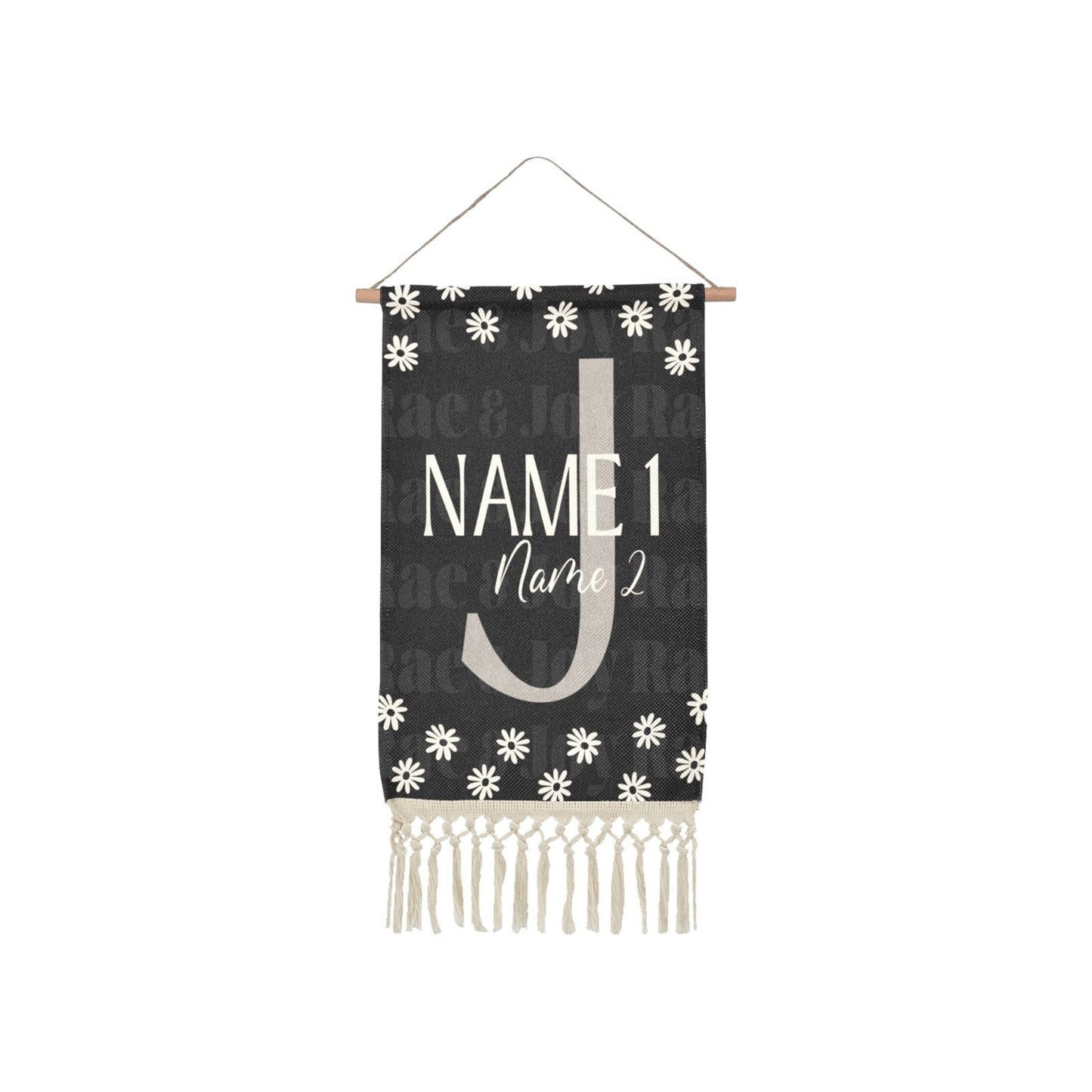 Personalized Monogram Name Wall Hanging One Size / Black Hanging